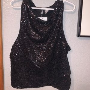 Black sequence crop top
